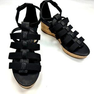 Eileen Fisher Leather Gladiator Wedge Sandals Women 9 NWOB Fisherman Platform‎